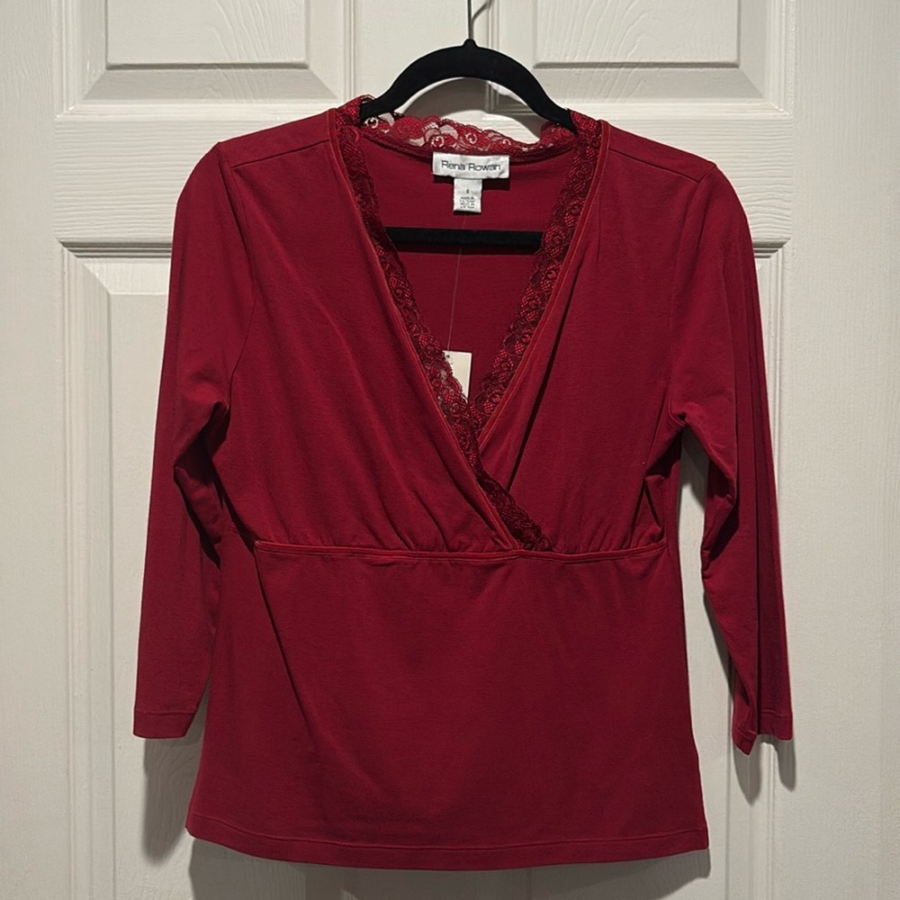 NWT RENA ROWAN RED BLOUSE